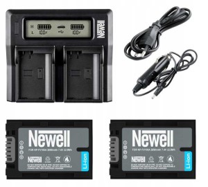 Zestaw ładowarka DC-LCD + 2 akumulatory Newell NP-FV100A do Sony