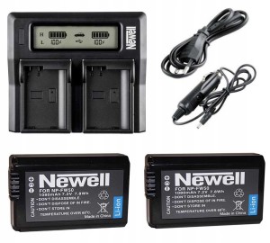 Zestaw ładowarka DC-LCD + 2 akumulatory Newell NP-FW50 do Sony