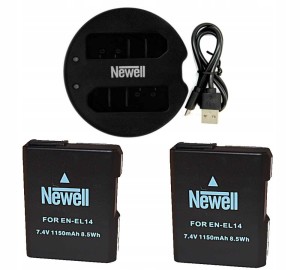 Zestaw ładowarka SDC-USB  + 2 akumulatory Newell EN-EL14 do Nikon