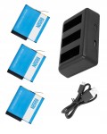 Zestaw ładowarka trójkanałowa SDC-USB + 3 baterie do GoPro HERO 5 6 7