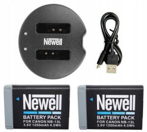 Zestaw ładowarka SDC-USB+ 2 akumulatory Newell NB-13L do Canon