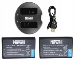 Zestaw ładowarka DUAL SDC-USB+ 2 akumulatory Newell LP-E10 do Canon