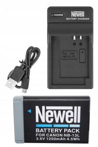 Zestaw ładowarka DC-USB + akumulator NEWELL NB-13L do Canon