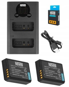 Zestaw ładowarka DL-USB-C + 2 akumulatory Newell LP-E10 do Canon