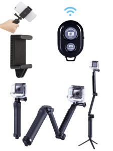 Zestaw monopod kijek statyw do kamerek sportowych  i telefonów + pilot bluetooth