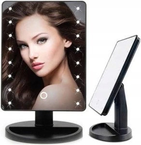 Lusterko kosmetyczne podświetlane 16 led duże CZARNE 15496_CZ