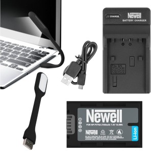 ZESTAW ŁADOWARKA DC-USB +AKUMULATOR NEWELL NP-FH+FV70A +LAMPKA USB 6 LED