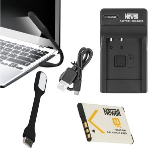 ZESTAW ŁADOWARKA DC-USB +AKUMULATOR NEWELL NP-BN1 +LAMPKA USB 6 LED MOCNA
