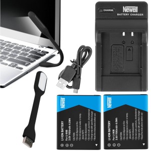 ZESTAW ŁADOWARKA DC-USB +2 AKUMULATORY NEWELL LI-90B , LI-92B +LAMPKA USB 6 LED