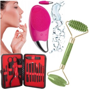 Zestaw Szczoteczka soniczna + Masażer jadeit roller + Zestaw do manicure