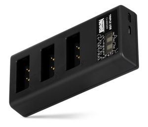 Newell CD‑USB‑C — kompaktowa trzykanałowa ładowarka do akumulatorów Canon LP‑E17 (USB‑C, micro USB)