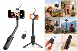 Selfie stick Ulanzi MT40 z lampą LED - WB (2500 K - 8500 K)